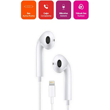 Ekru Cep iPhone 14/13/12/11/xs/x/7/8 Serileri Uyumlu iPhone Lightning Kulaklık Kablolu
