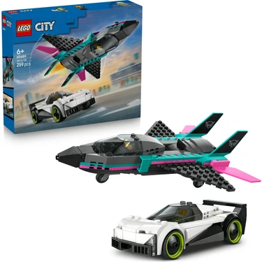 LEGO® City Jet, Arabaya Karşı 60489 – 6 Yaş ve Üzeri Çocuklar için 2 Minifigür İçeren Yaratıcı