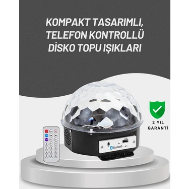 Uzaktan Kumandalı Rgb LED Disko Topu Bluetooth
