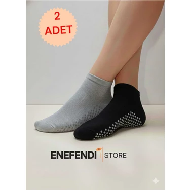NF ND ENEFENDİ 2 Çift Kaydırmaz Unisex Yoga, Pilates, Tavaf Çorabı | Spor Patik Çorap |siyah |gri