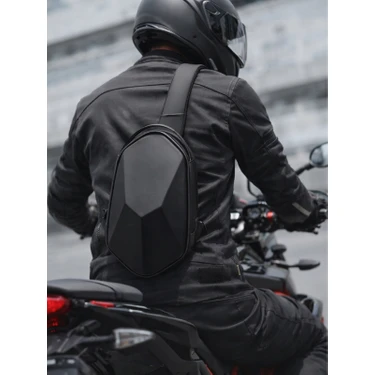 Sannora Bags Unisex Siyah Motorcu Sırt Çantası Kabuk Korumalı