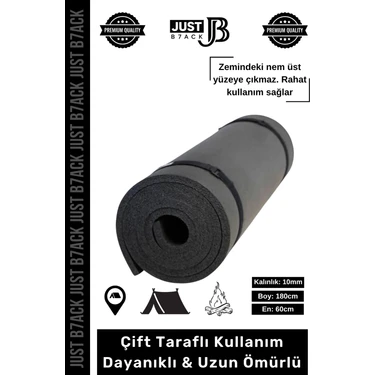 Fantazer #kampmatı Taşıma Askılı Su Geçirmez Çift Taraflı Kaymaz Çadır Uyku 10MM Siyah Kamp Yer