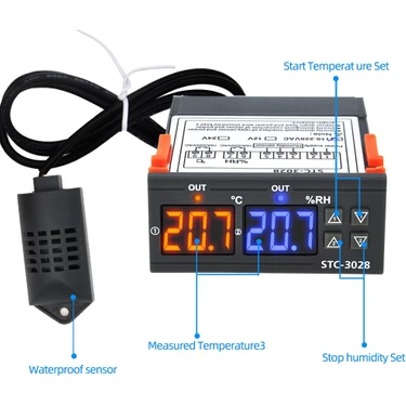 OEM STC-3028 12V LCD Ekranlı Nem Sıcaklık Kontrol