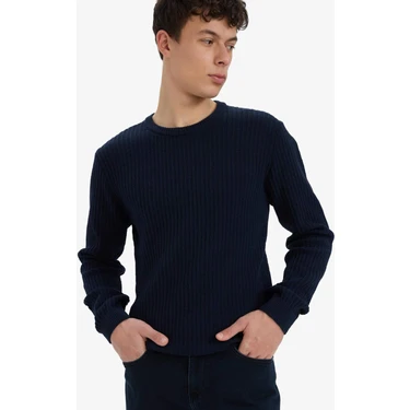 DeFacto Standart Fit Bisiklet Yaka Basic Dokulu Triko Kazak