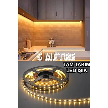 Atlantis Mutfak Dolabı Tezgah Üstü Için 5 Metre Şerit LED Işık Adaptörlü Tak