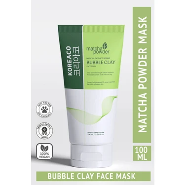 Koreaco Matcha Mucize Bubble Clay Yüz Maskesi | Gözenek Temizleyici Yenileyici Köpüren Yüz Maskesi