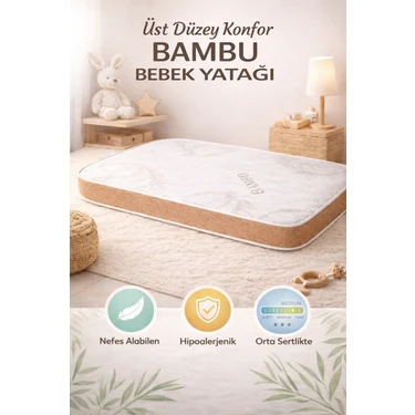 Royalyat Bamboo Bebek Yatak Bambo Bebek Yatak Ortopedik Çocuk Yatağı Anne Yanı Beşik