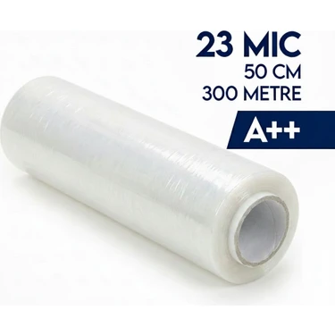Palet Streç Film 23MIC 50CM x 300 mt (Şeffaf) Ultra Güçlü