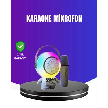 Zenvia Rgb Işıklı Astronot Bluetooth Hoparlör Karaoke Mikrofonlu