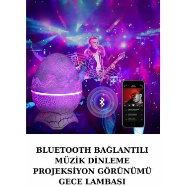 Zenvia Dinozor Speaker Renk Değiştirme Projeksiyon Modu Bluetooth Hoparlör Gece Lambası