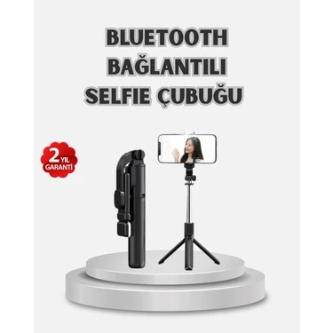 Kablosuz Bluetooth Selfie Çubuğu – 360° Dönebilir Başlık, Taşınabilir ve Şık