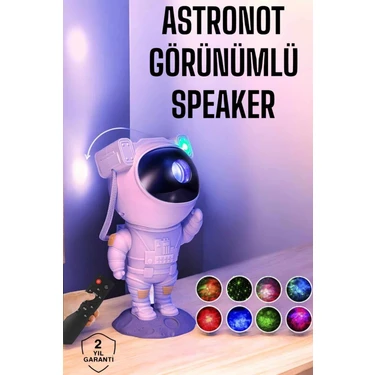 Zenvia Astronot Bluetooth Hoparlör Gökyüzü Projektör Gece Lambası