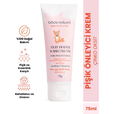 Bade Natural Pişik Önleyici Doğal Krem 75 ml %100 Doğal İçerik ile Hassas Ciltler için