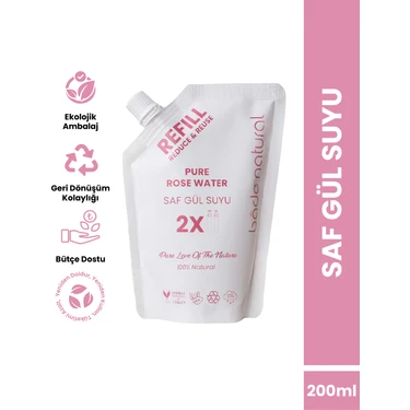 Bade Natural Gül Suyu Aydınlatıcı Tonik Refill 200  ml 