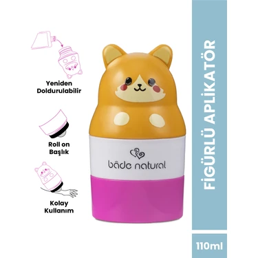 Bade Natural Güneş Koruyucu Losyon Aplikatörü Kedi Figürlü Doldurulabilir Roll On 110