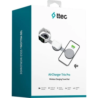 Ttec 2KS39S Aircharger Magsafe 15W 3'ü 1 Arada Watch+Airpods+Iphone Şarj