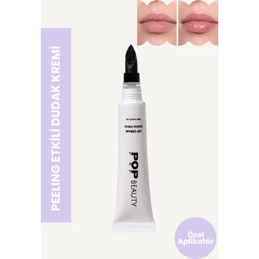 Pop Beauty Peeling Yapan Dudak Kremi Beyaz, Dudak Nemlendiricisi ve Balmı, Özel Aplikatör ile