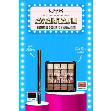 Nyx Professional Makeup  Ultimate Shadow Palette - Warm Neutrals Göz Farı Paleti & Nyx Epic Wear