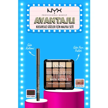 Nyx Professional Makeup  Ultimate Shadow Palette - Warm Neutrals Göz Farı Paleti & Nyx Epic Wear