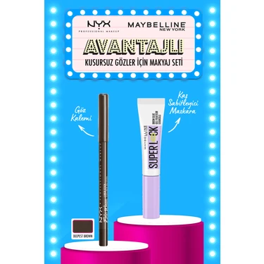 Maybelline New York Super Lock Brow Glue Kaş Sabitleyici Maskara & Nyx Epic Wear Liner Sticks -
