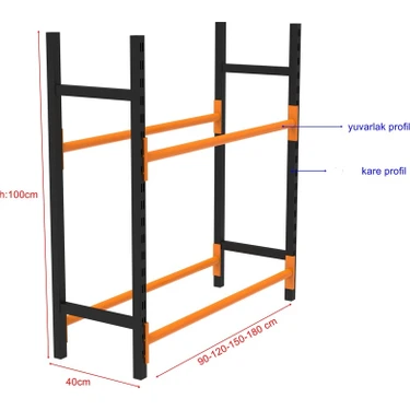 Rafburada 2 Katlı Midi Rack Lastik İstifleme