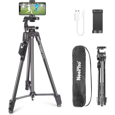 Moxti Profesyonel Kamera 150 cm Çantalı Tripot Telefon Tutucu Bluetooth Kumandalı Vlog Video Çekim