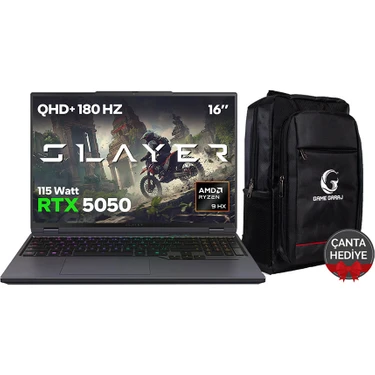 Game Garaj Slayer R9T-5050 C8 Amd Ryzen 9 7845HX 16GB Ram 500GB SSD RTX5050 16" 180Hz Qhd+ IPS