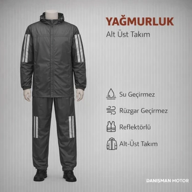 Motosiklet Yağmurluk Seti – Alt Üst Takım – Reflektörlü Su Geçirmez