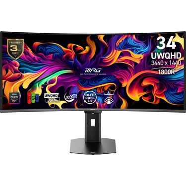MSI MPG 341CQR QD-OLED X36 34 inç 360Hz 0.03ms UWQHD Adaptive Sync Kavisli Pivot Gaming