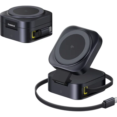 Baseus Picogo 2-in-1 Magnetic Wireless Şarj Qi2 67W Siyah Fiyatı