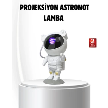 İlkyaz Fashion Bluetooth Müzikli Astronot Projeksiyon Lambası Yıldız ve Ay Efektli