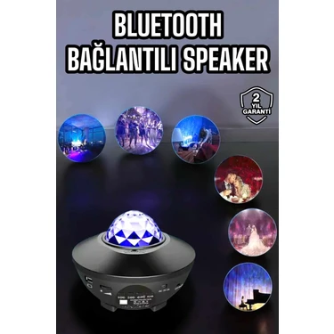 İlkyaz Fashion Çocuklara Özel Şarjlı Bluetooth Hoparlör Parti LED Lambası Yıldızlı Projeksiyon