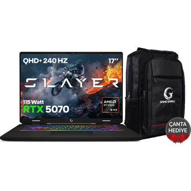 Game Garaj Slayer R9M3D XL-5070 C3 Amd Ryzen 9 9955HX3D 32GB Ram 2tb SSD RTX5070 17" Qhd+ 240Hz IPS