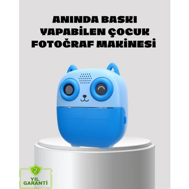 Anında Baskı Özellikli Çocuk Kamerası 48MP 1080P Çift Lens 32GB