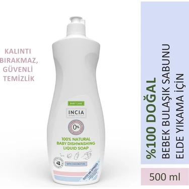 INCIA %100 Doğal Bebek Bulaşık Sabunu Bitkisel Emzik Biberon Temizleyici Vegan 500