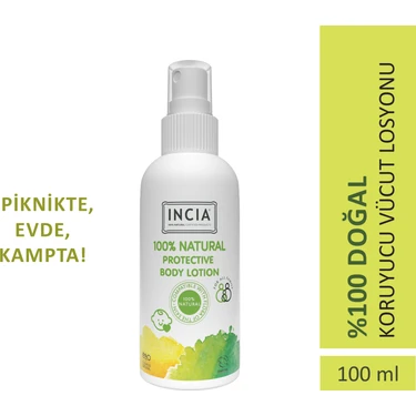 INCIA %100 Doğal Koruyucu Vücut Losyonu Sprey Yenidoğan Bebek Çocuk İçin Limon Okaliptus Vegan 100