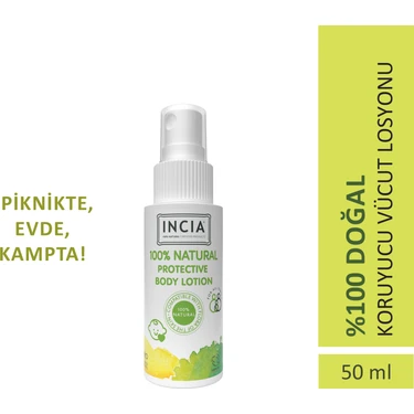 INCIA %100 Doğal Koruyucu Vücut Losyonu Sprey 50 ml Yenidoğan Bebek Çocuk İçin Limon Okaliptus