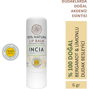 INCIA %100 Doğal Dudak Besleyici Bergamot & Limon Bitkisel Nemlendirici Dudak Bakım Kremi 6