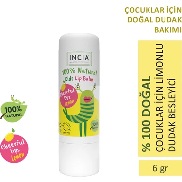 INCIA %100 Doğal Kids Dudak Besleyici Limon Bitkisel Nemlendirici Dudak Bakım Kremi 6