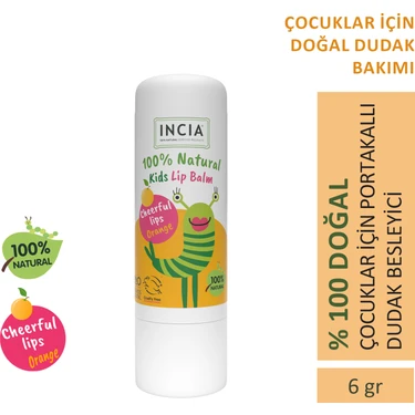 INCIA %100 Doğal Kids Dudak Besleyici Portakal Bitkisel Nemlendirici Dudak Bakım Kremi 6