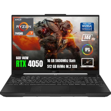 Asus Tuf Gaming A16 FA607NUG-RL208 Amd Ryzen7-7445HS 16GB 512GB SSD RTX4050-6GB 140W 16" Wuxga