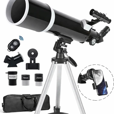 Dailytech 80MM Astronomi Teleskobu 600MM Odak Kumandalı 3x Barlow Lens Setli Yetişkinler & Yeni