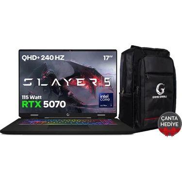 Game Garaj Slayer5 7XL-5070 C3 Intel Ultra 7 255HX 32GB Ram 2tb SSD RTX5070 17" Qhd+ IPS 240Hz