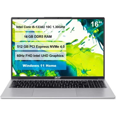 Acer Aspire Lite AL16-54P-51RZ-1 Intel Core i5-1334U 16GB DDR5 512GB M.2 SSD 16" 60Hz FHD Windows11