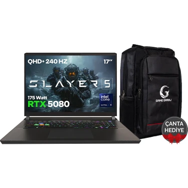 Game Garaj Slayer5 9XL-5080 C1 Intel Ultra 9 275HX 32GB Ram 1tb SSD RTX5080 17" Qhd+ IPS 240Hz