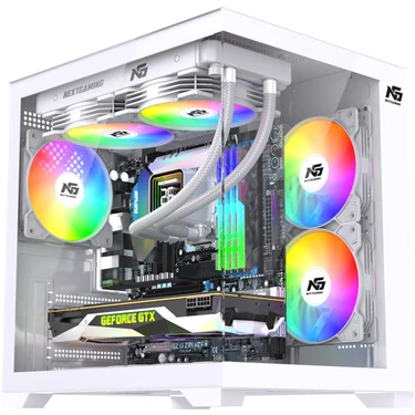 Next Gaming Orion Cube 5x Tuştan Değişen RGB Fanlı M-Atx Boş Bilgisayar Kasası Beyaz USB 3.0 Girişi