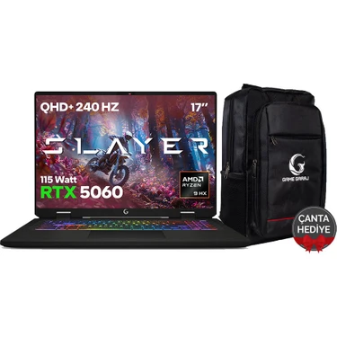 Game Garaj Slayer R9MXL-5060 C3 Amd Ryzen 9 8940HX 32GB Ram 2tb SSD RTX5060 17" Qhd+ 240Hz IPS