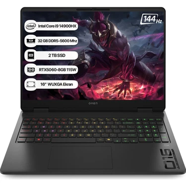 Hp Omen C39J7EA Intel Core I9 14900HX 32GB 2tb SSD RTX5060-8GB Dos 16" Wuxga 144Hz Taşınabilir