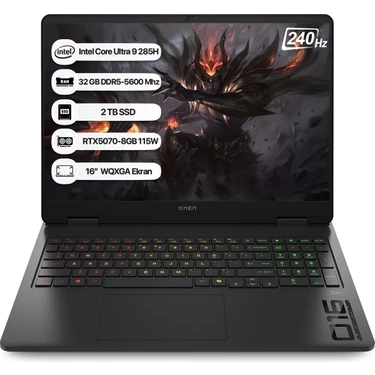 Hp Omen Slim CD7J6EA Intel Core Ultra 9 285H 32GB 2tb SSD RTX5070-8GB Dos 16" Wqxga 240Hz