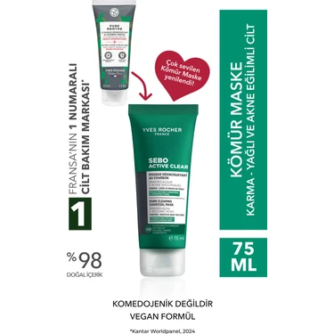Yves Rocher Arındırıcı Siyah Nokta Karşıtı Kömür Maske-Süksinik Asit-Sebo Active Clear Botanik